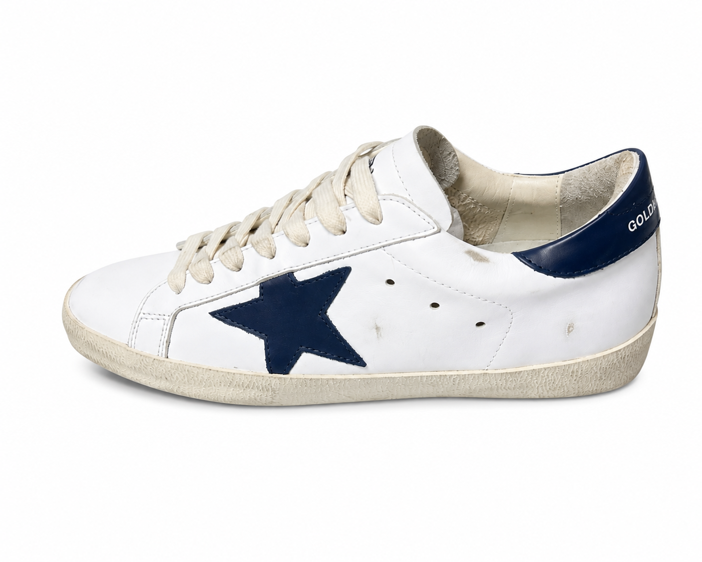 Golden goose super star with navy heel