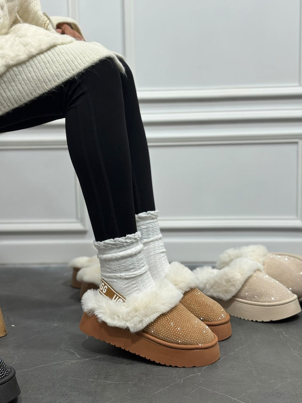 UGG Women's Funkette with sequin camel (AAA quality)