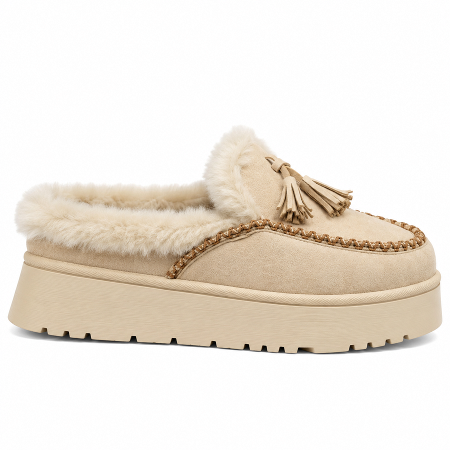 UGG Lace Bow Platform Slippers light sand (AAA quality)