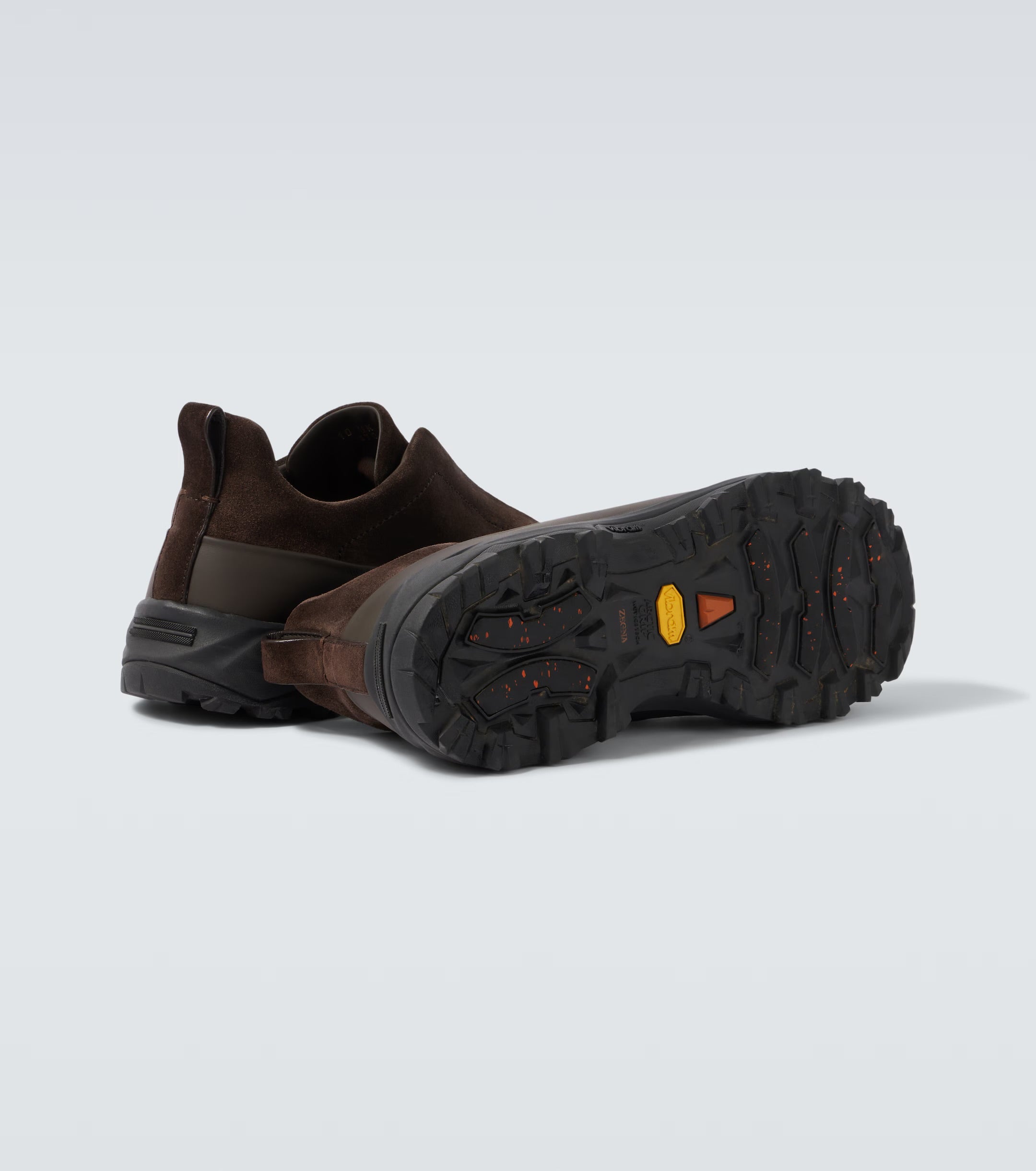Zegna Dark Brown Leather and Suede Monte Sneakers
 (master quality)