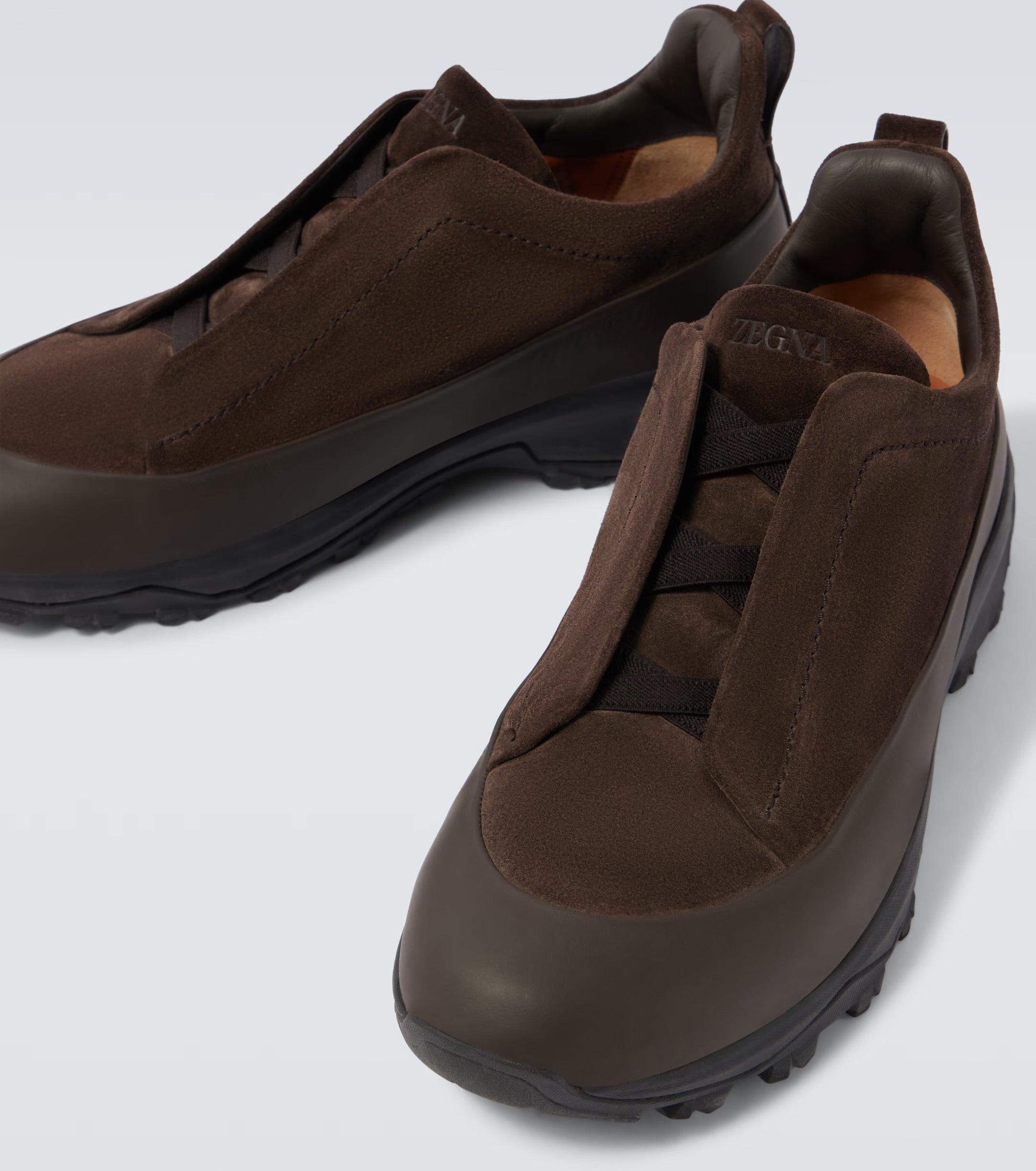 Zegna Dark Brown Leather and Suede Monte Sneakers
 (master quality)