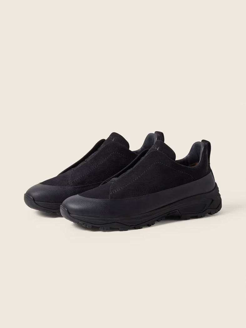 Zegna Navy blue leather and Suede Monte Sneakers  (master quality)