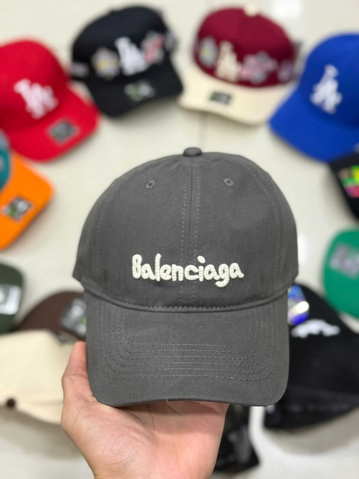 Balenciaga grey and white cap