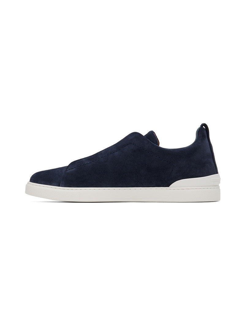 Zegna Triple Stitch Navy Suede (fabric original)