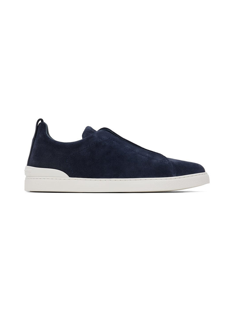 Zegna Triple Stitch Navy Suede (fabric original)