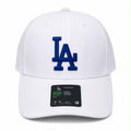 White LA dodgers cap with embroidered royal blue