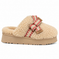 UGG PlushCozy Bow Platform Slippers Biege(AAA quality)