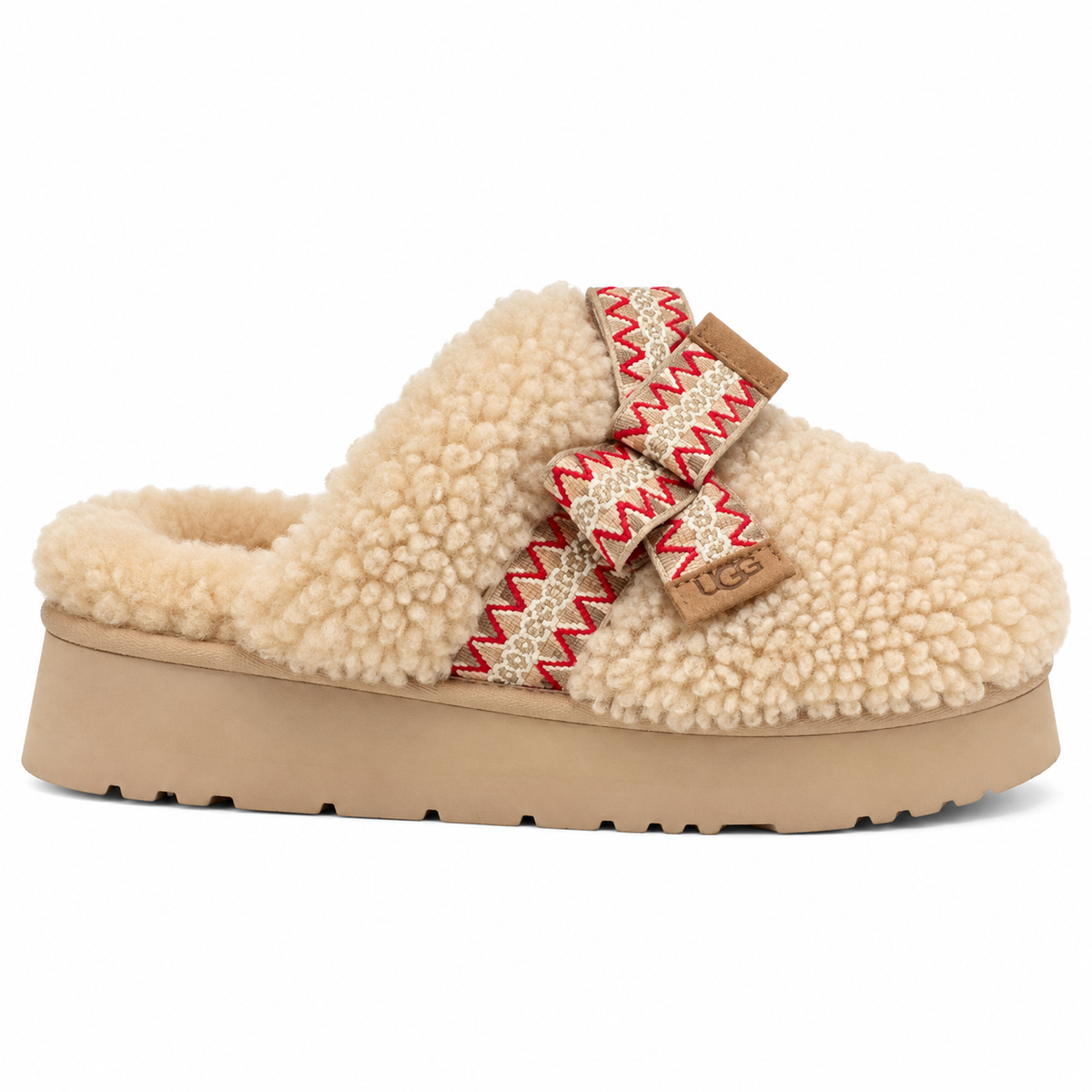 UGG PlushCozy Bow Platform Slippers Biege(AAA quality)
