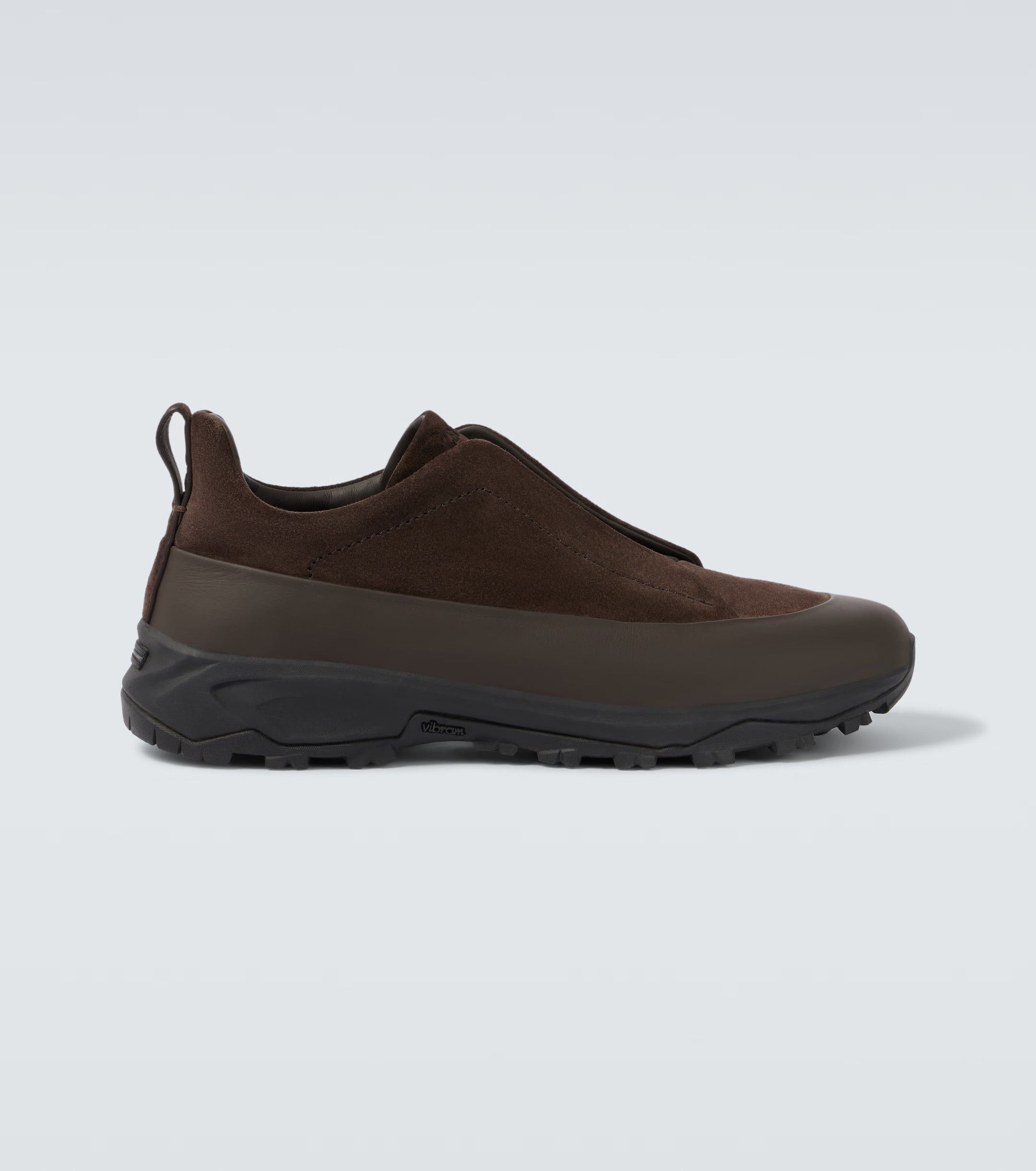Zegna Dark Brown Leather and Suede Monte Sneakers
 (master quality)