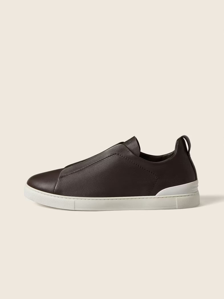 Zegna Triple Stitch Brown Leather (master quality )