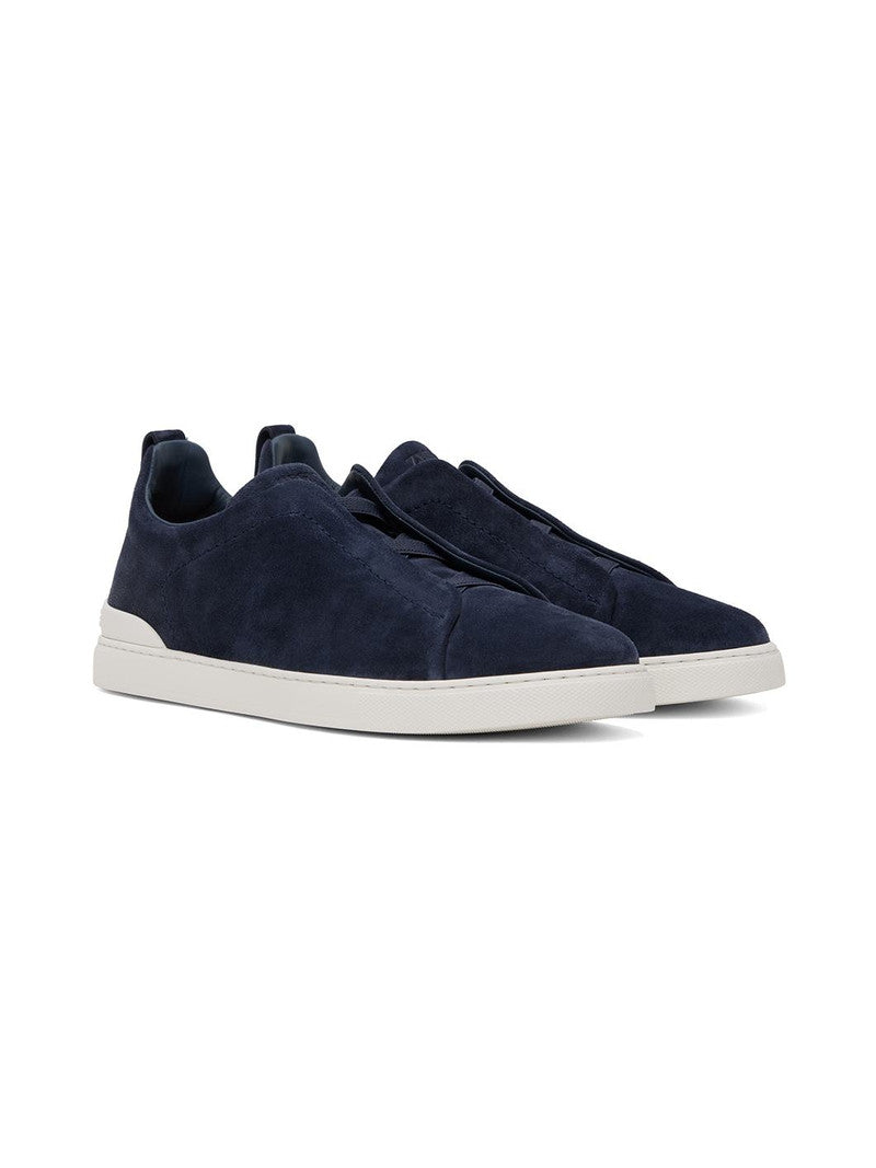 Zegna Triple Stitch Navy Suede (fabric original)