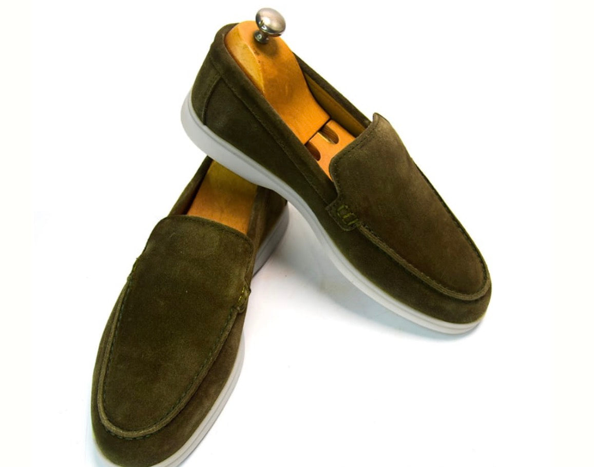 Loro piana dark olive loafers (copy a)