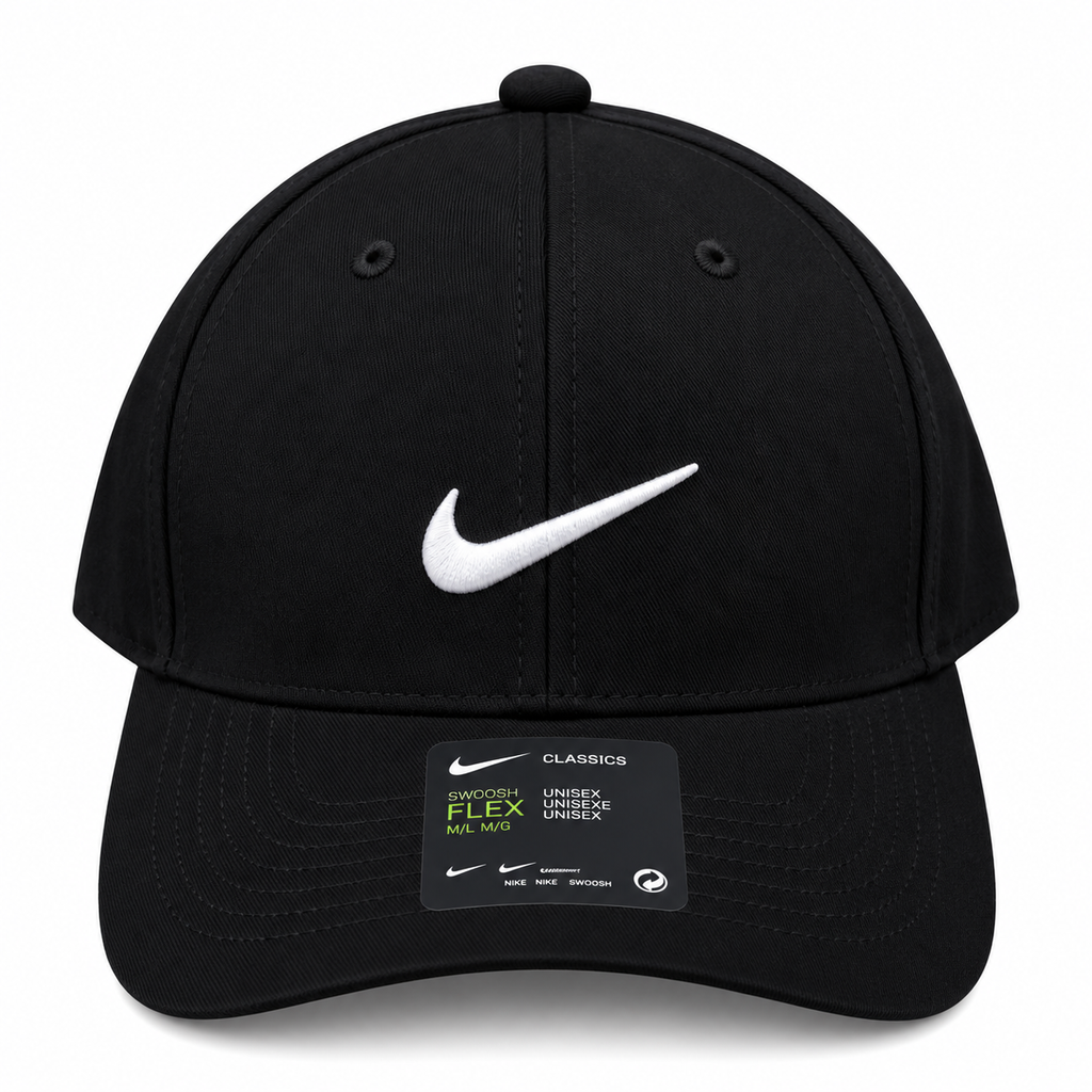 Nike black white swoosh cap