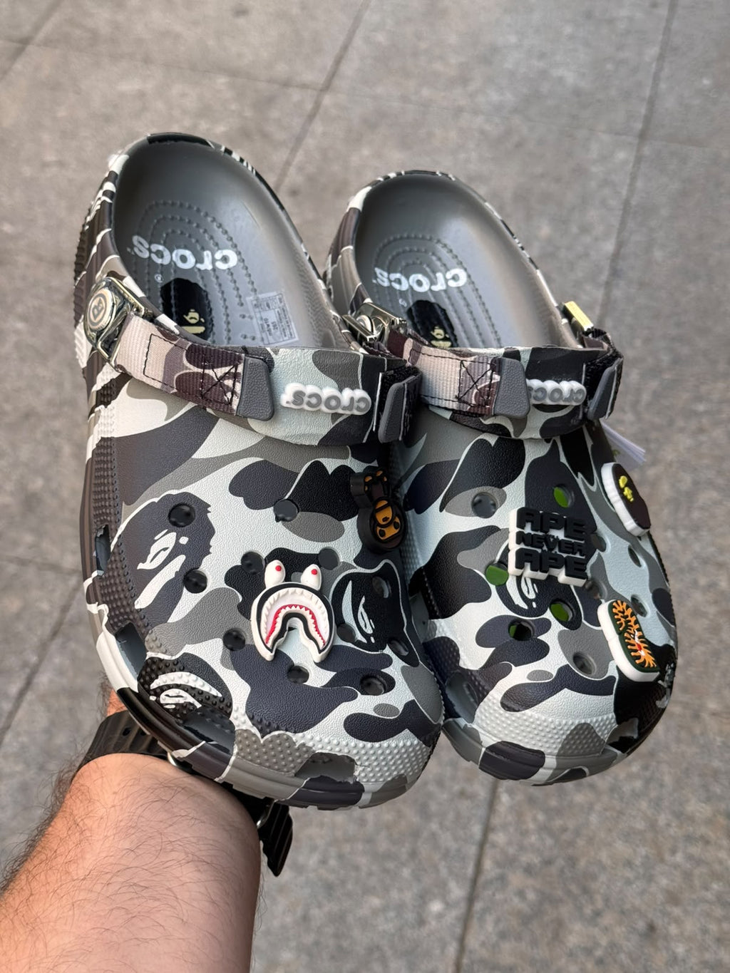 bape x crocs grey