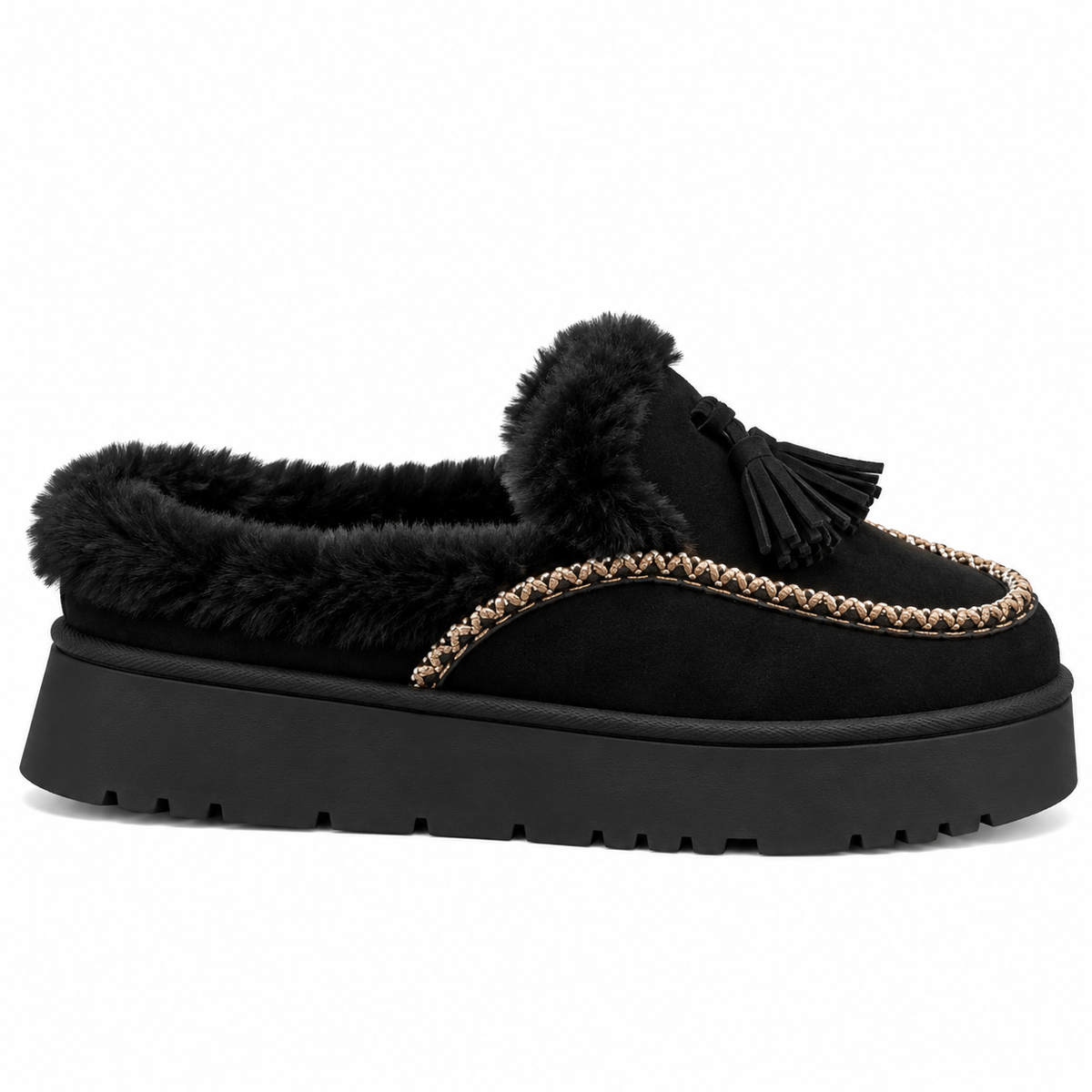 UGG Lace Bow Platform Slippers black(AAA quality)