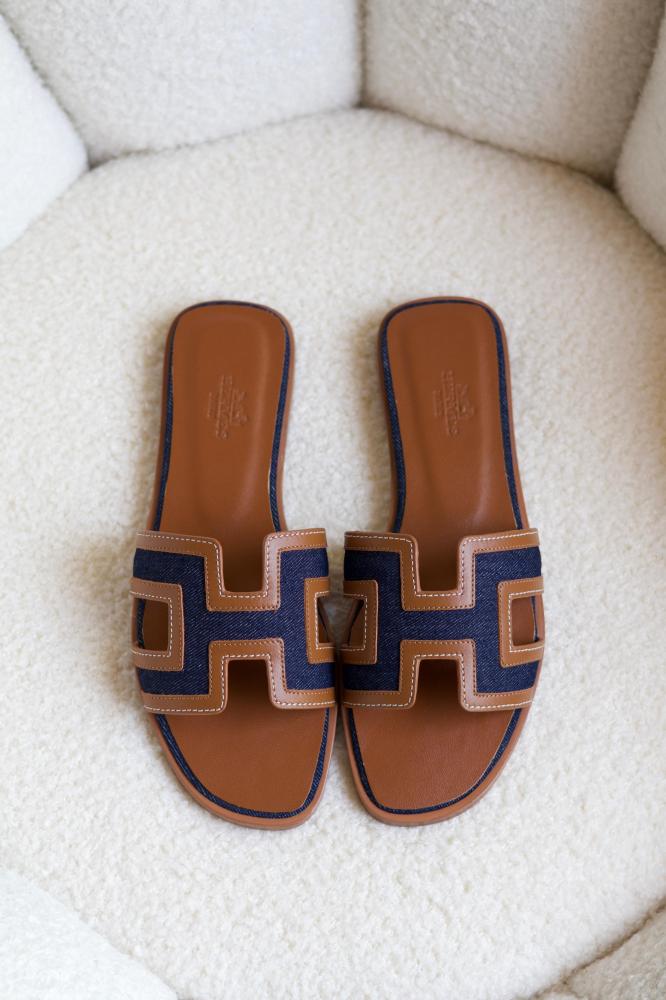 Hermes sandals blue brown  (copy a )