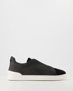 Zegna Triple Stitch leather/suede Black