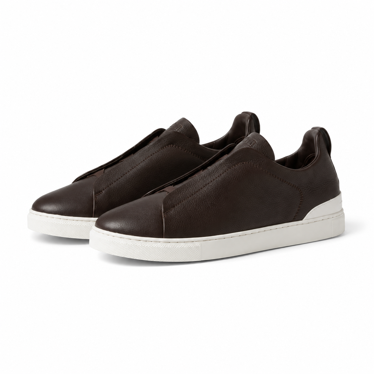 Zegna Triple Stitch Brown Leather (master quality )