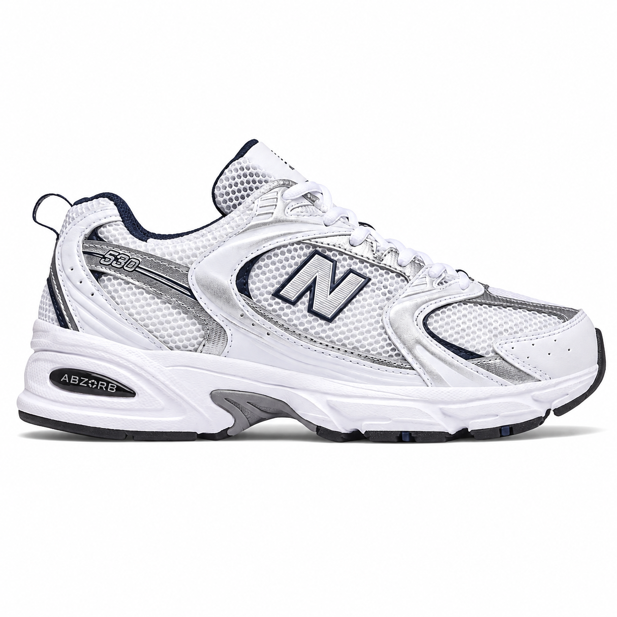 New balance 530 metallic silver and navy (100% original )