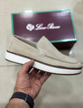 loro piana loafer thick heal beige  (original suede)